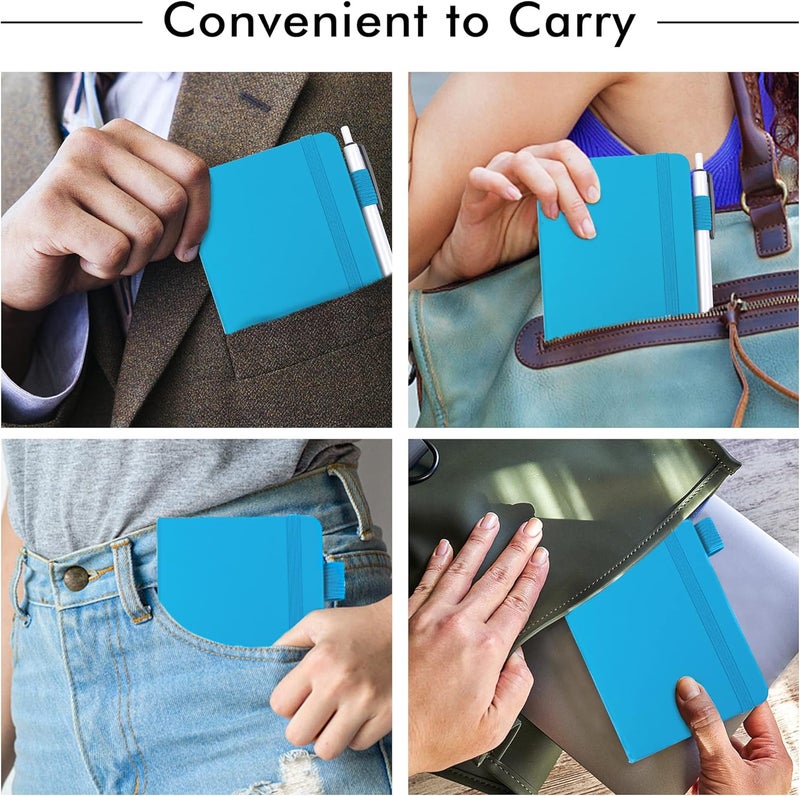 Feela 15 Pack Pocket Small Notebooks Bulk, Mini Cute Notepads Hardcover College Ruled Lined Journals with Pen Holder for School Business Memos, with 15 Black Pens, 3.5”x 5.5”, A6, Teal - Image 5